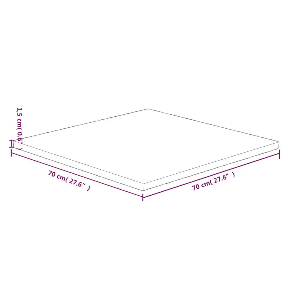 vidaXL kvadrātveida galda virsma, 70x70x1,5 cm, ozola masīvkoks