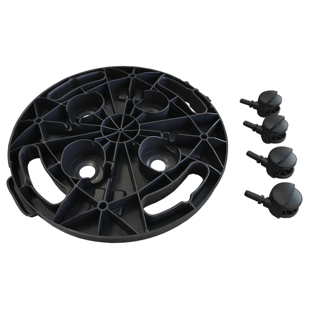 vidaXL podu paliktnis ar riteņiem, 30 cm diametrs, melns, 170 kg