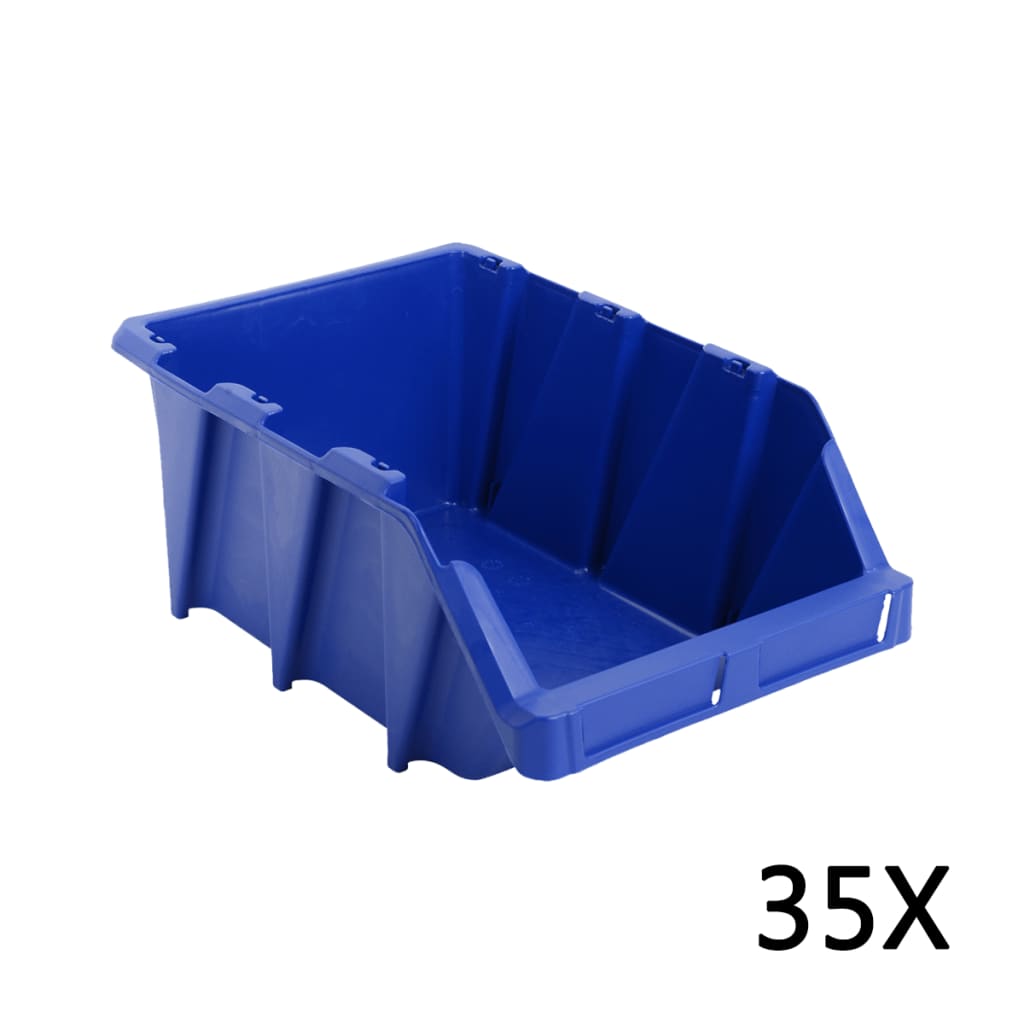 vidaXL mantu uzglabāšanas tvertnes, 35 gab., 218x360x156 mm, zilas