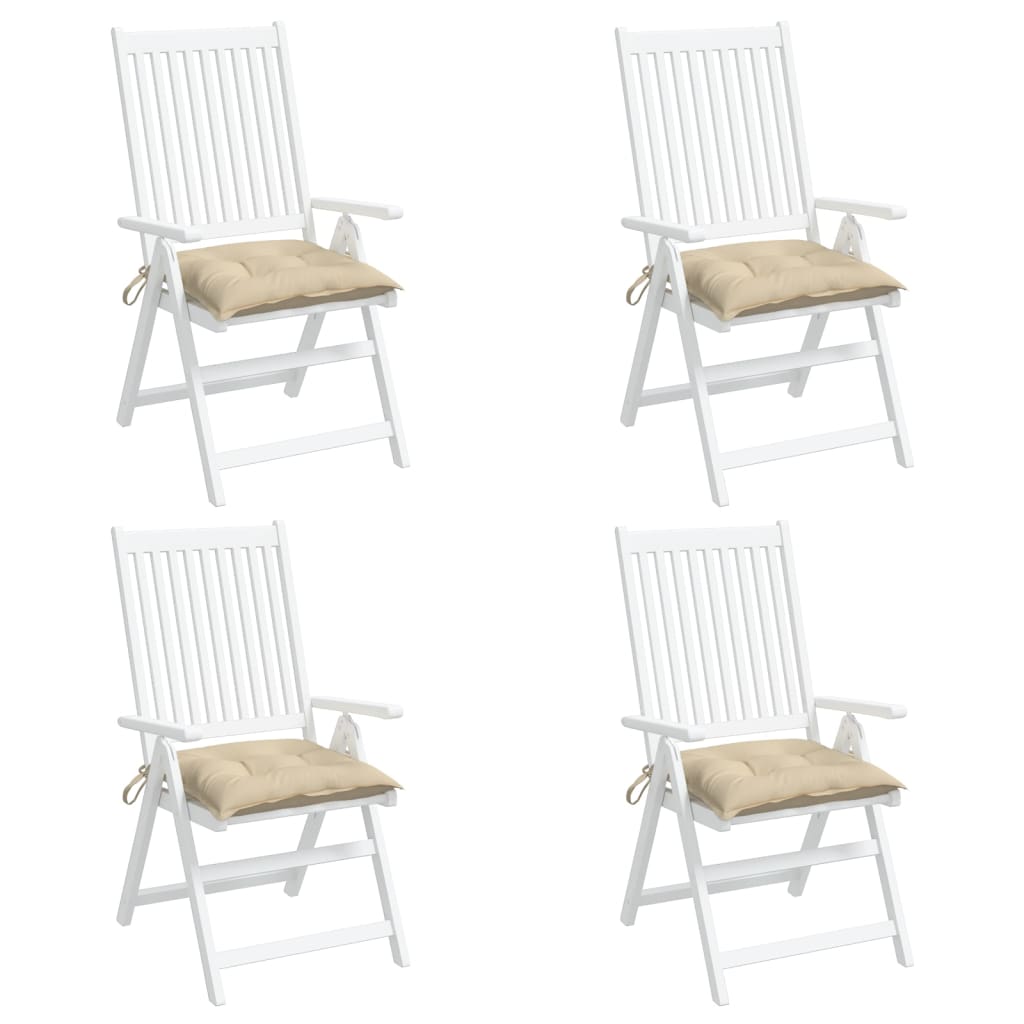 vidaXL dārza krēslu spilveni, 4 gab., bēši, 40x40x7 cm, audums
