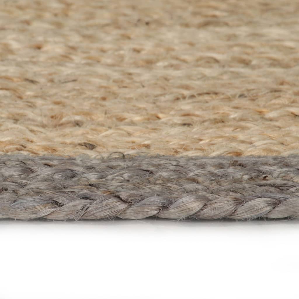 vidaXL paklājs ar pelēku malu, džuta, 150 cm, roku darbs