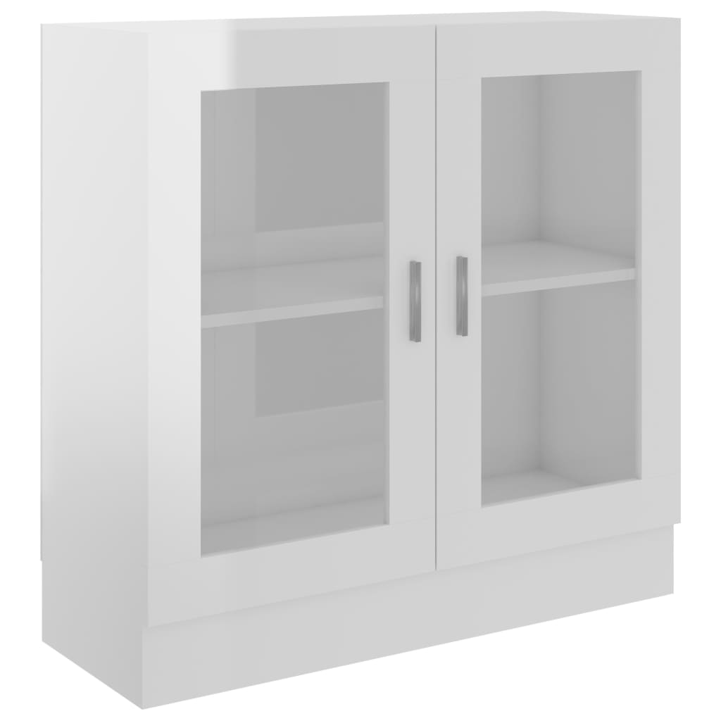 vidaXL vitrīna, spīdīgi balta, 82,5x30,5x80 cm, skaidu plāksne