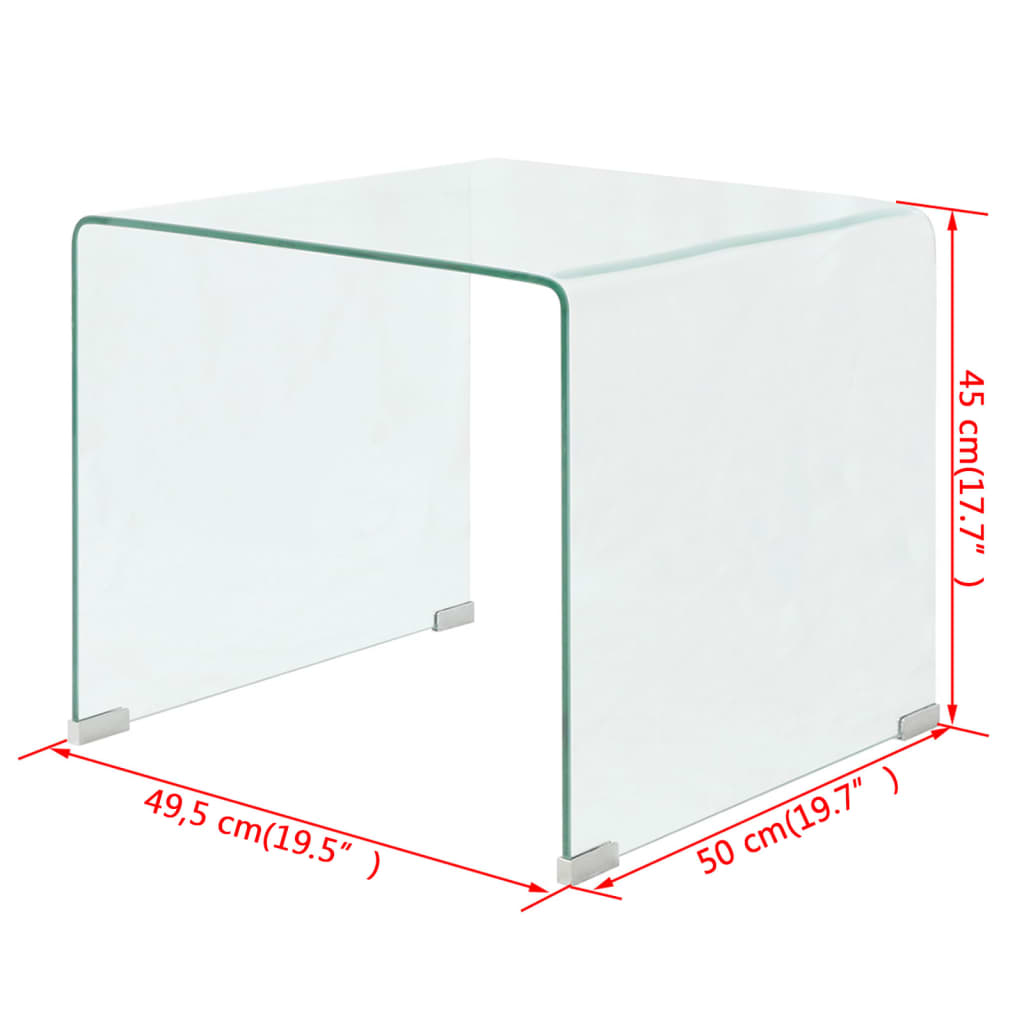 vidaXL kafijas galdiņš, rūdīts stikls, 49,5x50x45 cm, caurspīdīgs