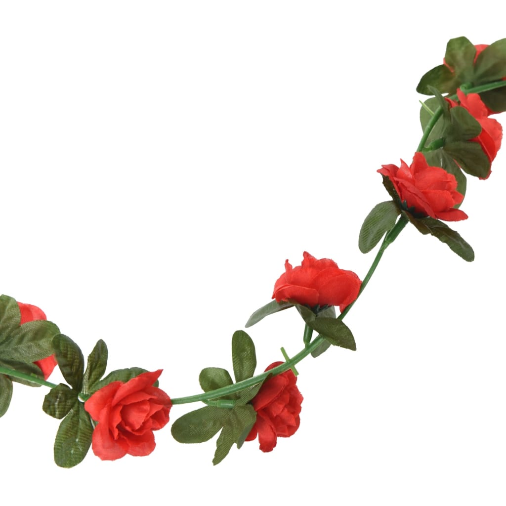 vidaXL mākslīgo ziedu vītnes, 6 gab., sarkans, 240 cm