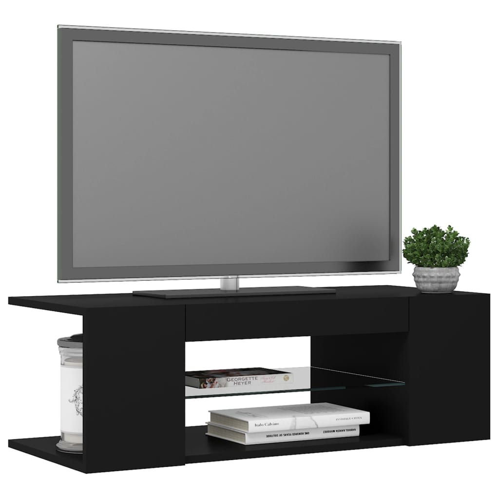 vidaXL TV galdiņš ar LED lampiņām, 90x39x30 cm, melns