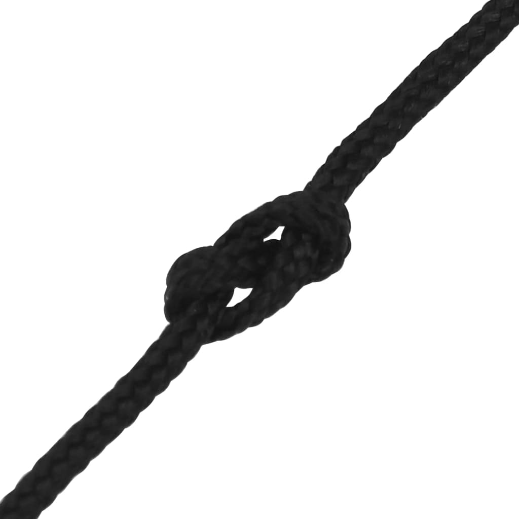 vidaXL laivu virve, melna, 4 mm, 25 m, polipropilēns
