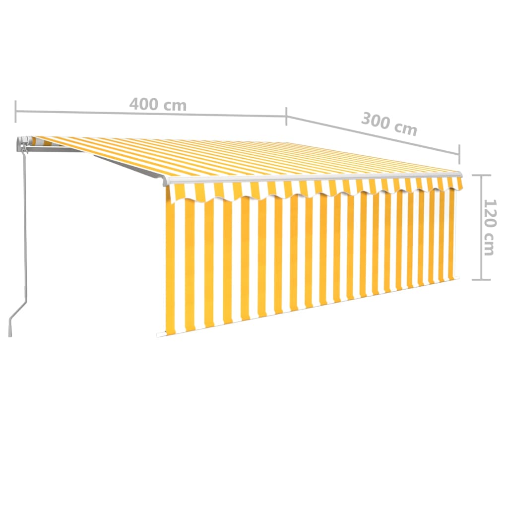 vidaXL izvelkama markīze ar žalūziju, 4x3 m, manuāla, dzelteni balta
