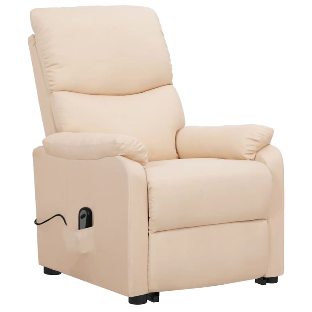 vidaXL atpūtas krēsls, paceļams, krēmkrāsas audums
