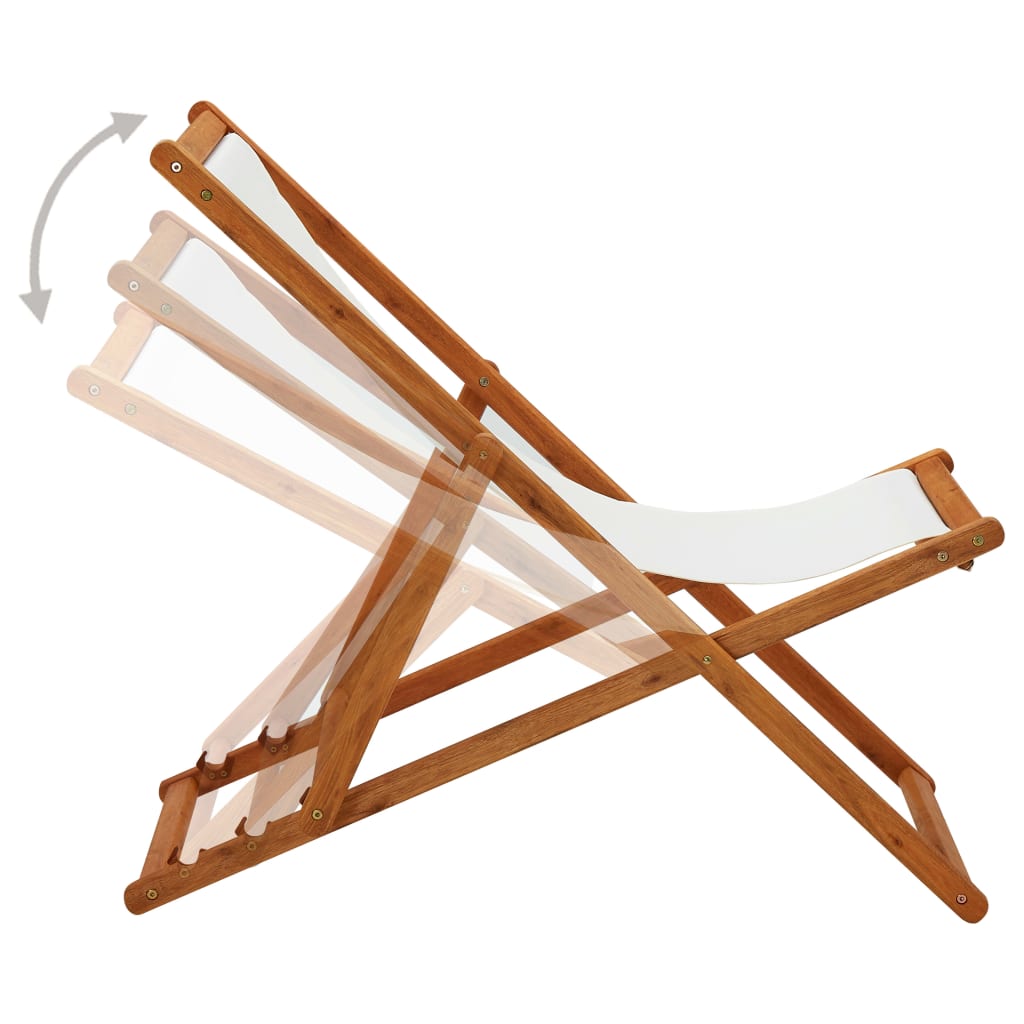 vidaXL saliekams pludmales krēsls, eikalipta koks, krēmbalts audums