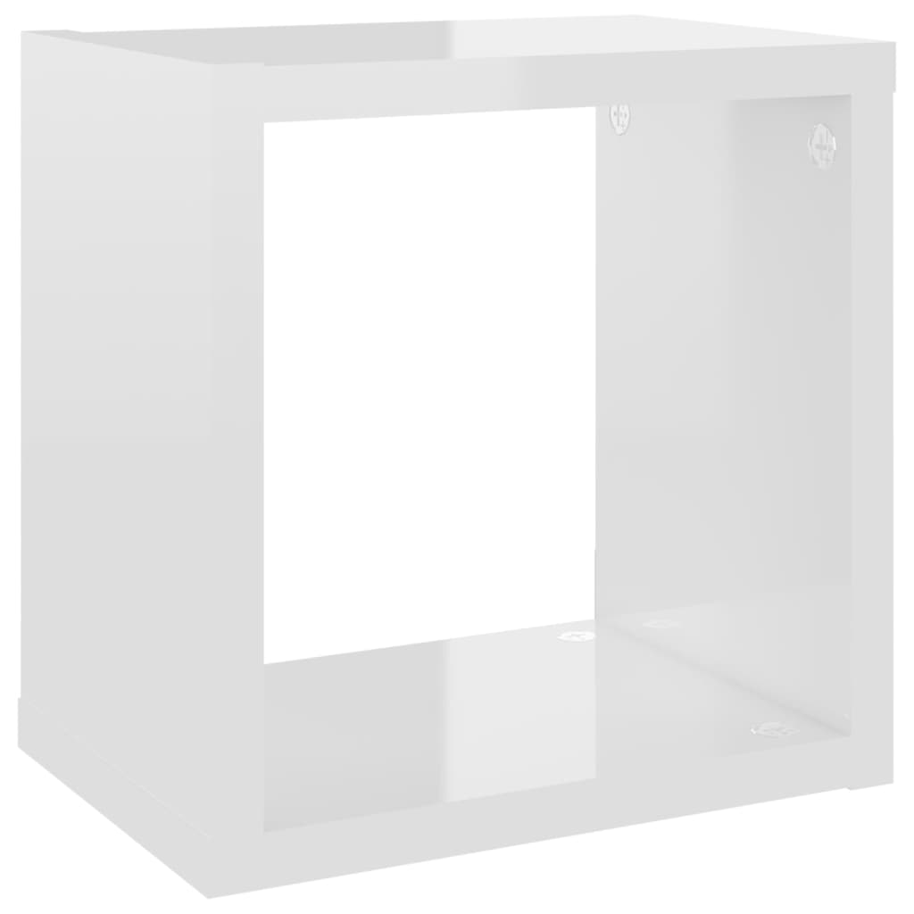 vidaXL kuba formas sienas plaukti, 4 gab., 22x15x22 cm, spīdīgi balti
