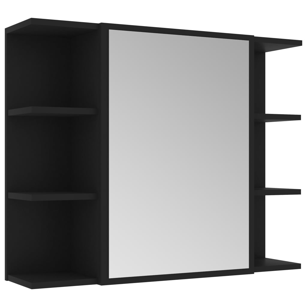 vidaXL 4-daļīgs vannasistabas mēbeļu komplekts, melns, skaidu plāksne