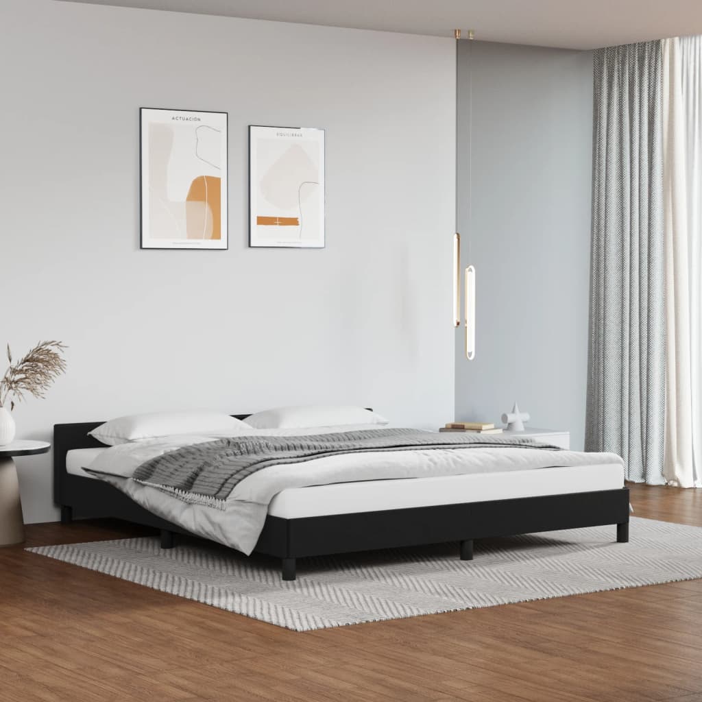 vidaXL gultas rāmis ar galvgali, melns, 160x200 cm, mākslīgā āda