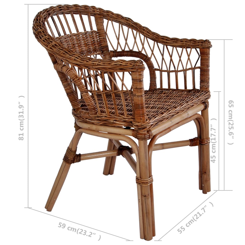vidaXL dārza krēsls, dabīga rotangpalma, brūns