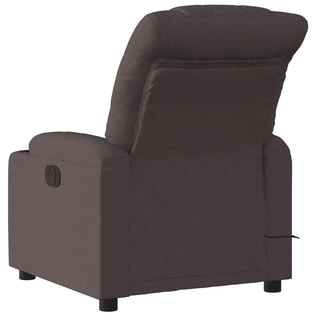 vidaXL elektrisks masāžas krēsls, atgāžams, tumši brūns audums
