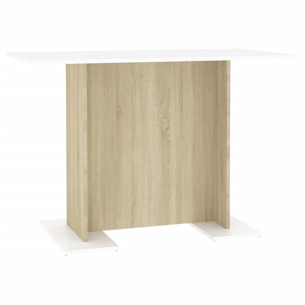 vidaXL virtuves galds, 110x60x75 cm, balta un ozolkoka krāsa