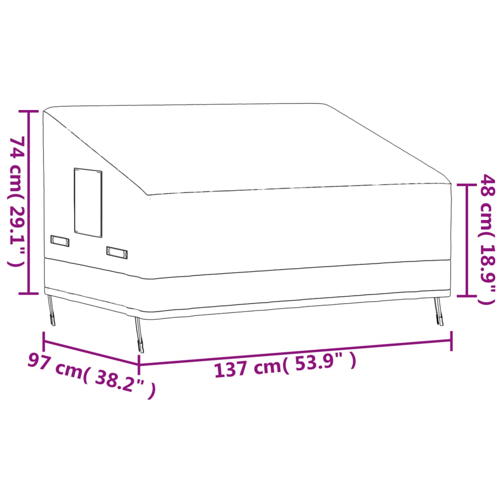 vidaXL divvietīga sola pārsegi, 2 gab., 137x97x48/74 cm, 600D audums