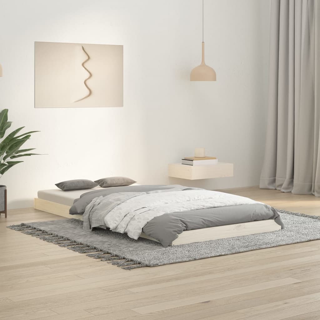 vidaXL gultas rāmis, balts, 90x190 cm, priedes masīvkoks, vienvietīgs
