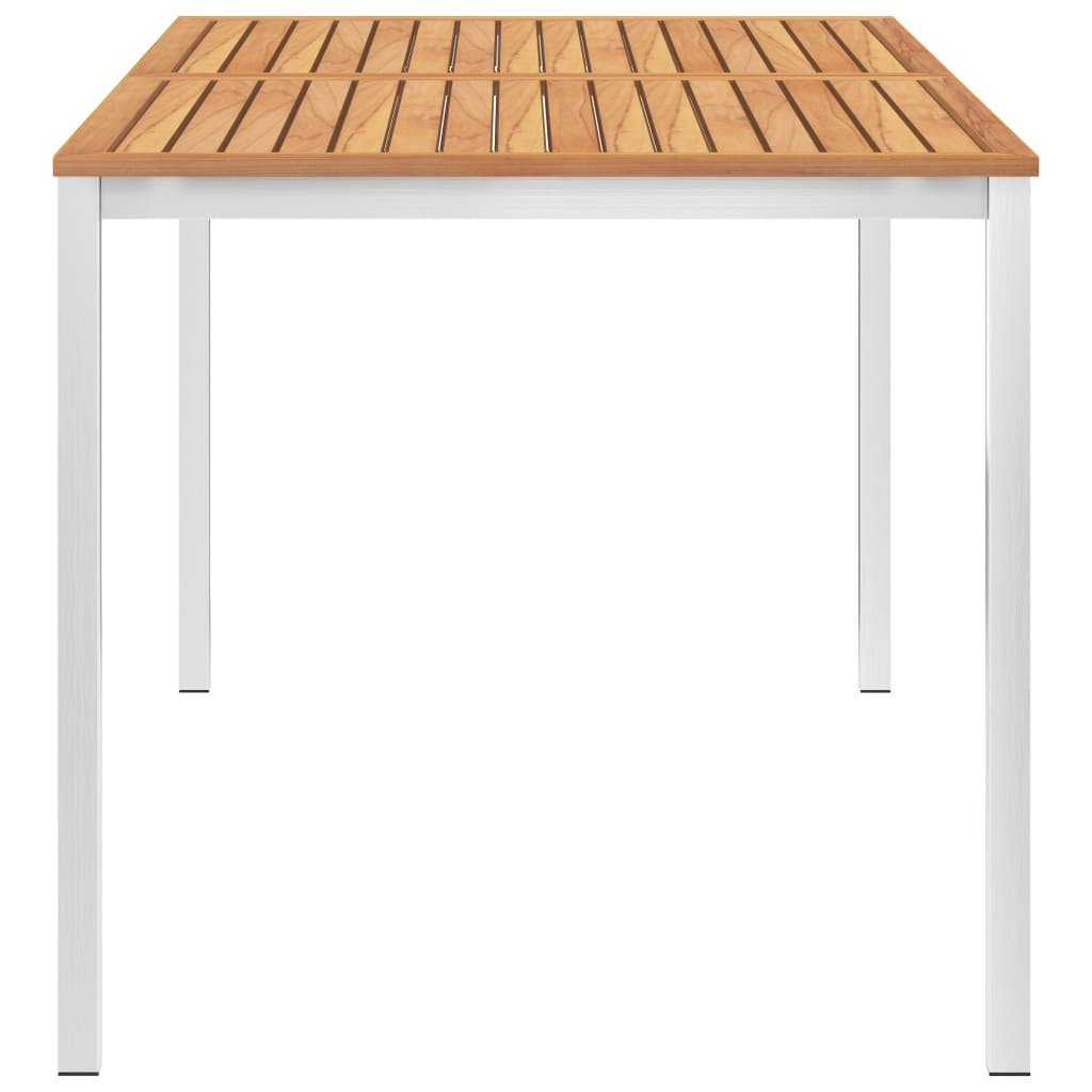 vidaXL dārza galds, 160x80x75 cm, masīvs tīkkoks, nerūsējošs tērauds