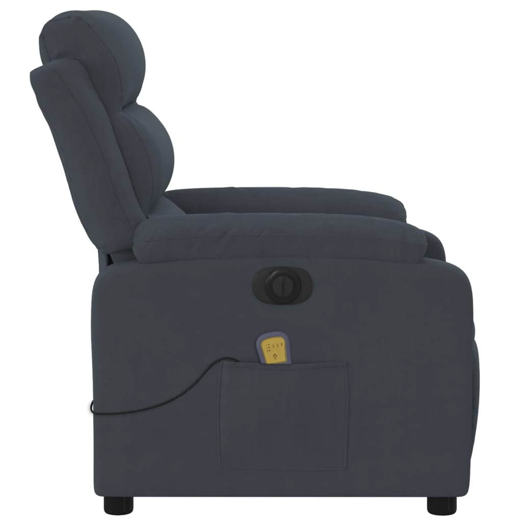 vidaXL elektrisks masāžas krēsls, atgāžams, tumši pelēks samts