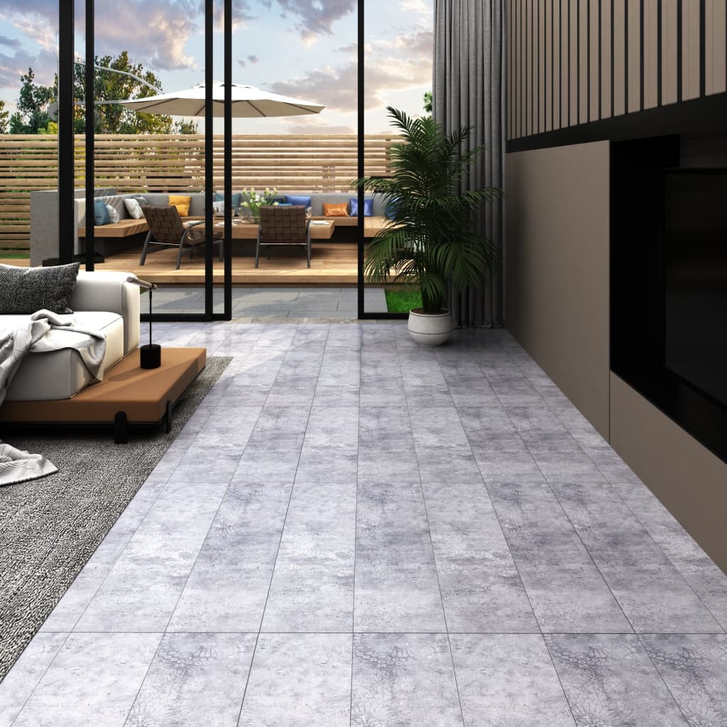 vidaXL grīdas dēļi, pašlīmējoši, 5,21 m², 2 mm, cementa pelēki, PVC