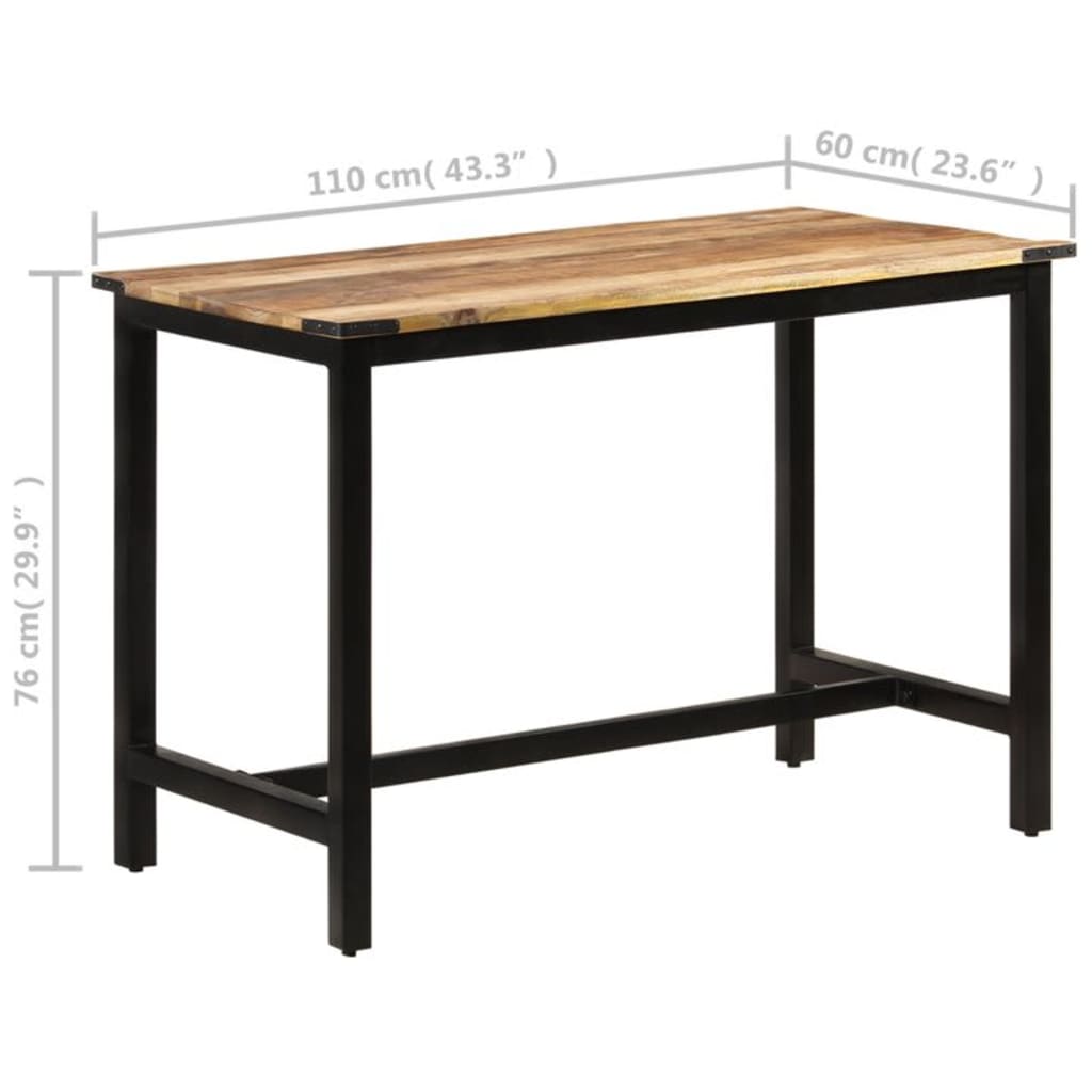 vidaXL virtuves galds, 110x60x76 cm, mango masīvkoks