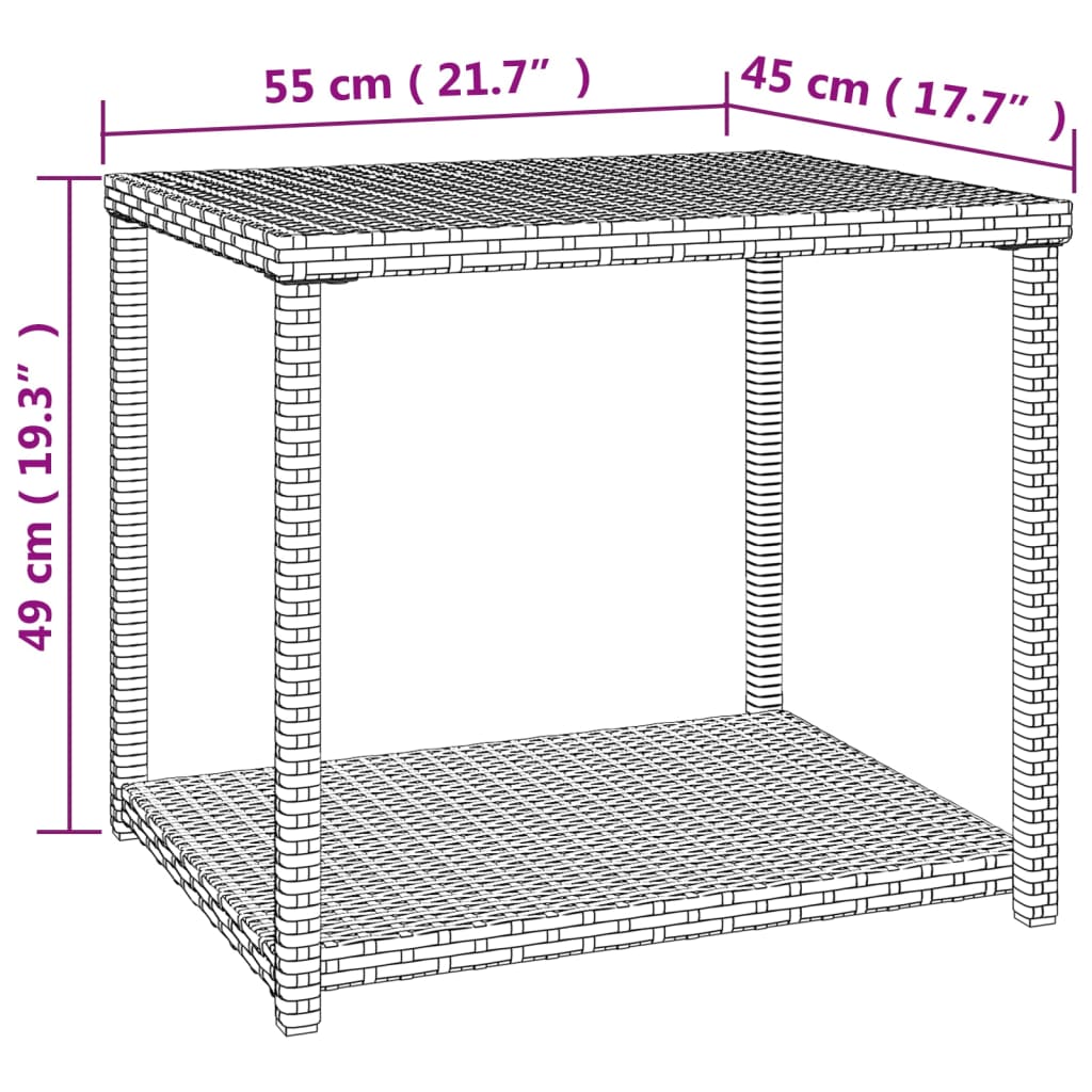 vidaXL galdiņš, 55x45x49 cm, polietilēna rotangpalma, melns