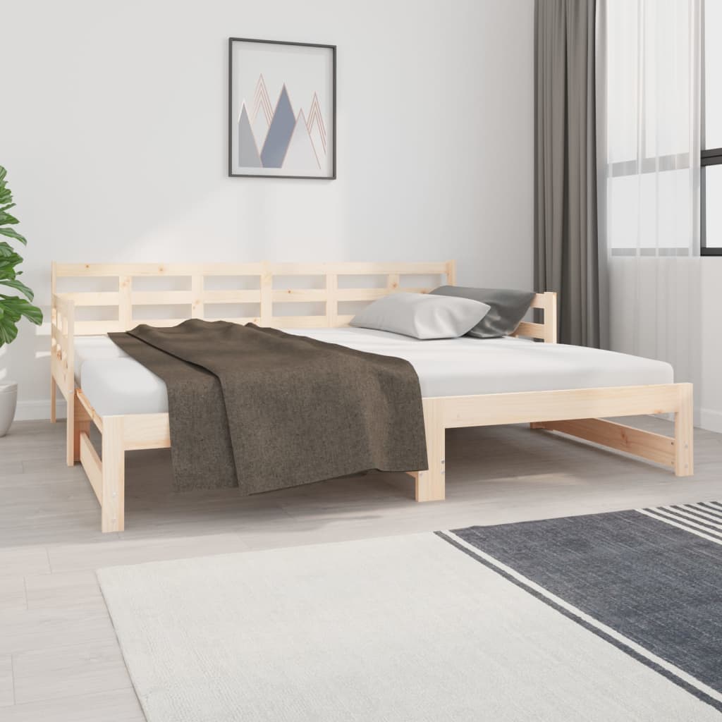 vidaXL izvelkama gulta, priedes masīvkoks, 2x(90x190) cm