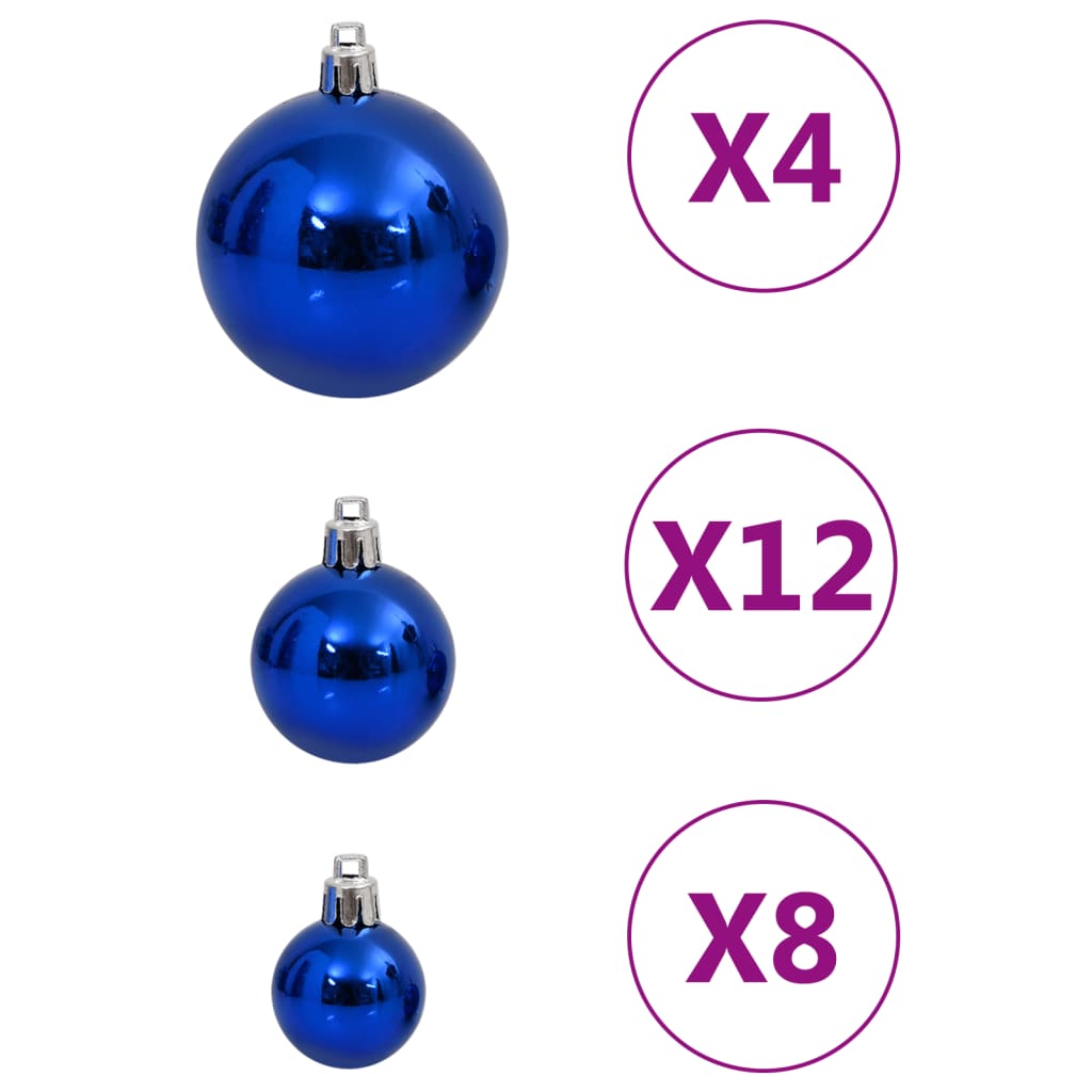 vidaXL Ziemassvētku eglītes rotājumi, 111 gab., zils polistirols