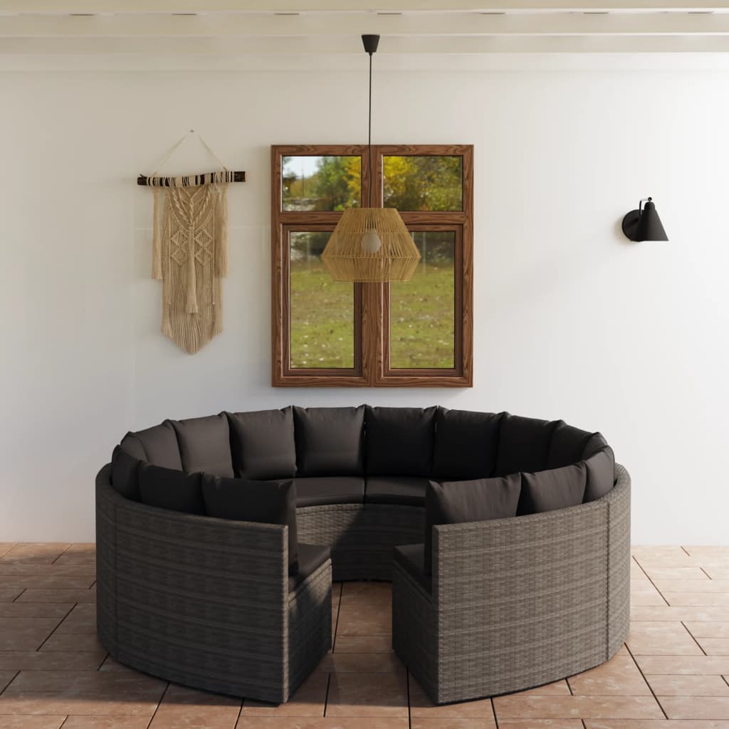 vidaXL 8-daļīgs dārza dīvānu komplekts ar matračiem, PE rotangpalma