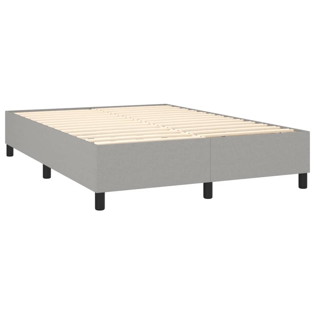 vidaXL atsperu gulta ar matraci, LED, gaiši pelēks audums, 140x190 cm