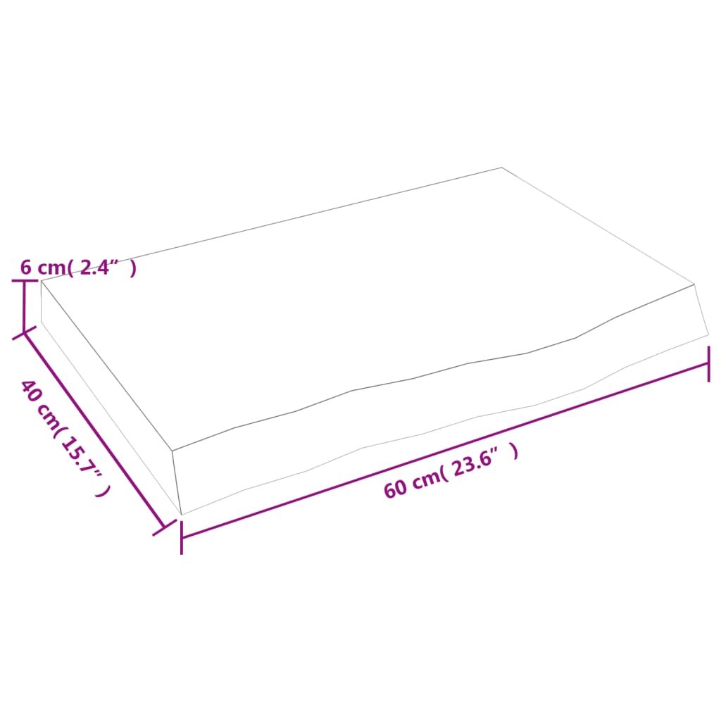 vidaXL galda virsma, tumši brūna, 60x40x(2-6) cm, ozola masīvkoks