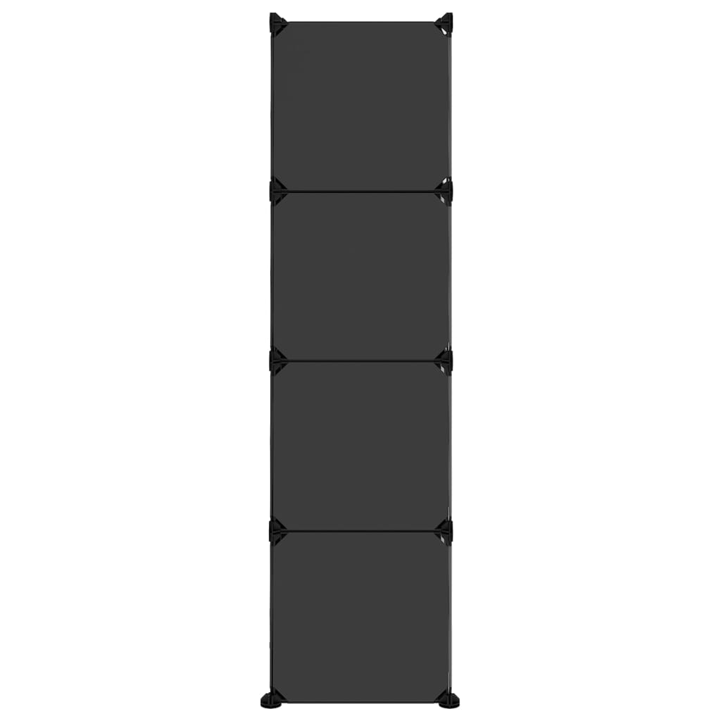 vidaXL skapītis ar durvīm, 12 kubveida nodalījumi, melns, plastmasa