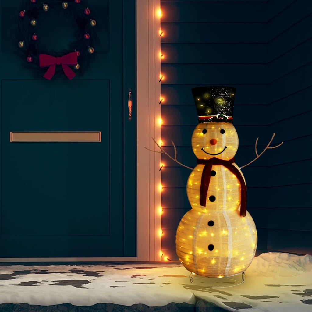 vidaXL dekoratīva Ziemassvētku sniegavīra figūra, LED, audums, 120 cm