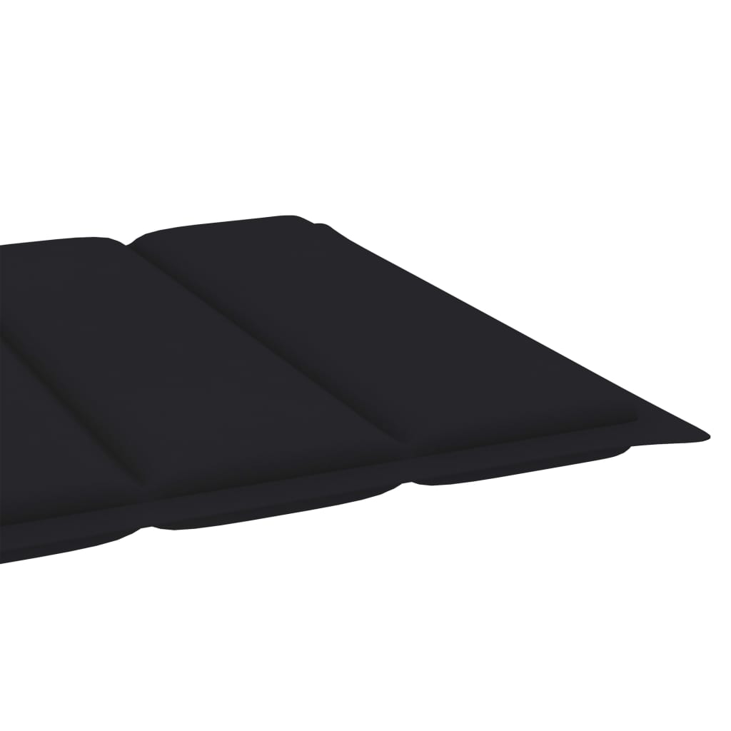 vidaXL sauļošanās zvilnis ar melnu matraci, masīvs tīkkoks