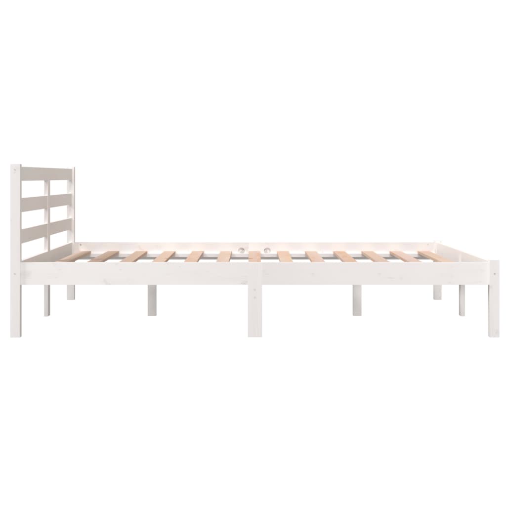 vidaXL gultas rāmis, priedes masīvkoks, 140x190 cm, balts