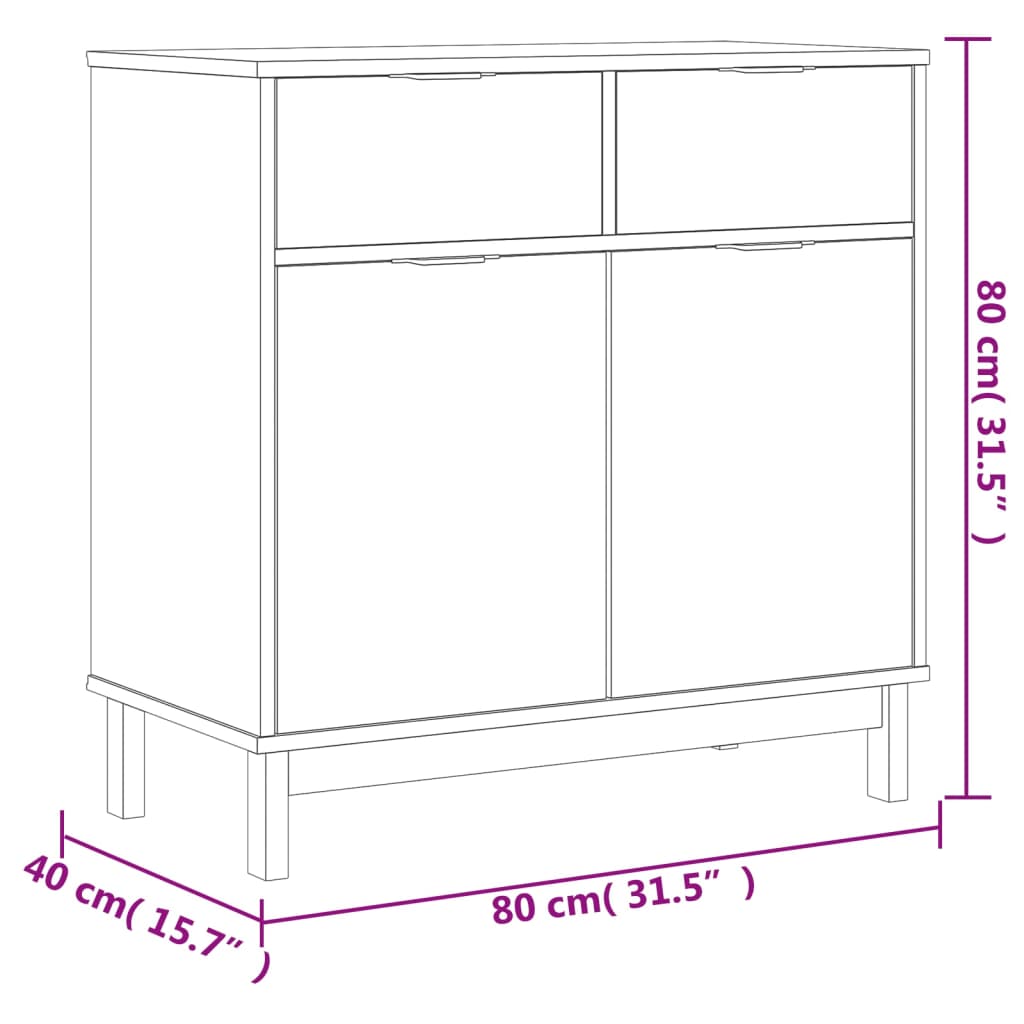 vidaXL kumode ar stikla durvīm FLAM, 80x40x180 cm, priedes koks
