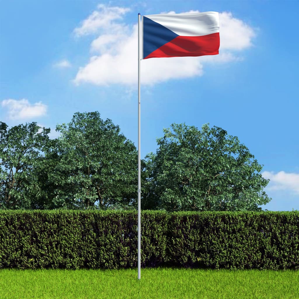 vidaXL Čehijas karogs un karoga masts, alumīnijs, 6 m
