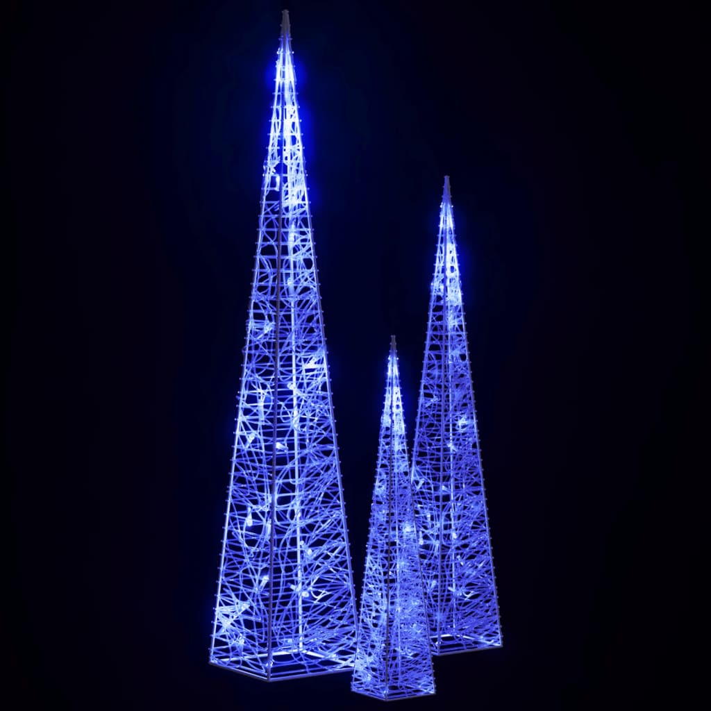 vidaXL dekoratīvi LED lampiņu rotājumi, akrils, 30/45/60 cm, zili