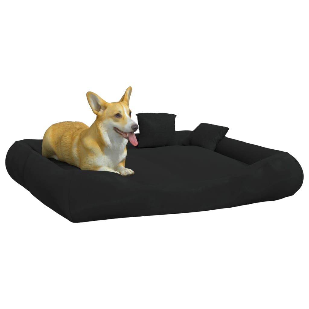 vidaXL suņu gulta ar spilveniem, melna, 115x100x20 cm, audums