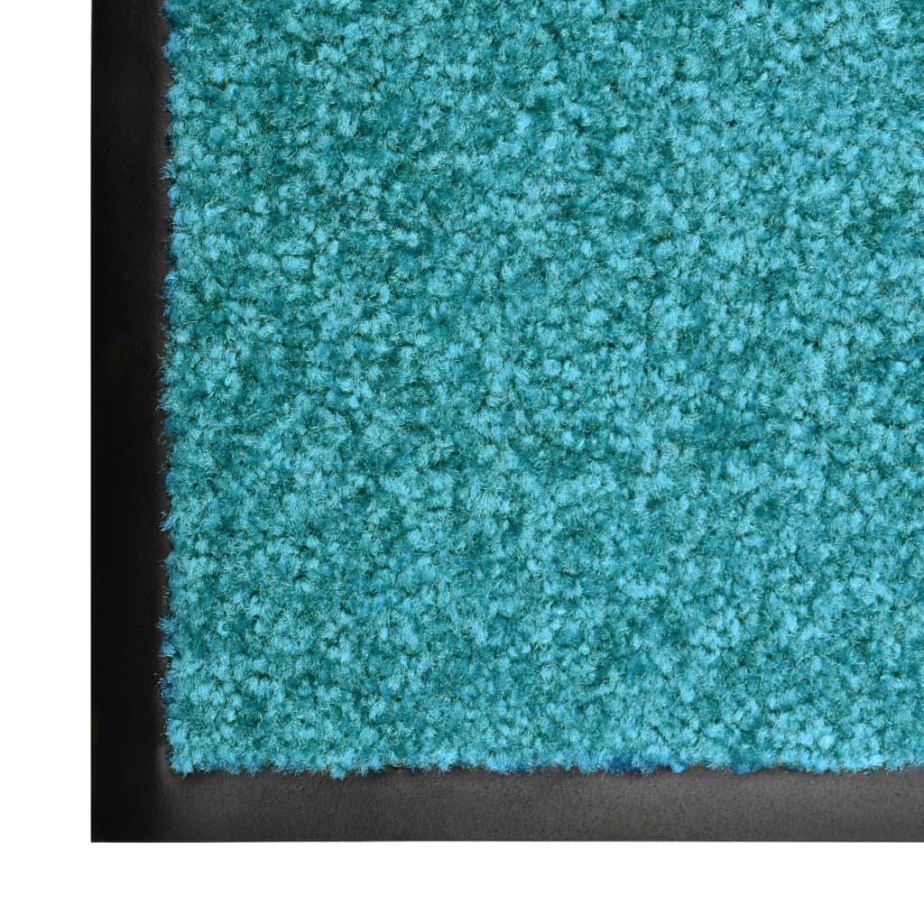 vidaXL durvju paklājs, mazgājams, ciānkrāsā, 90x120 cm