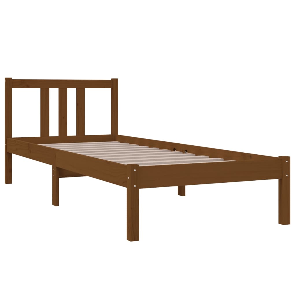 vidaXL gultas rāmis, medus brūns, masīvkoks, 75x190 cm, vienvietīgs