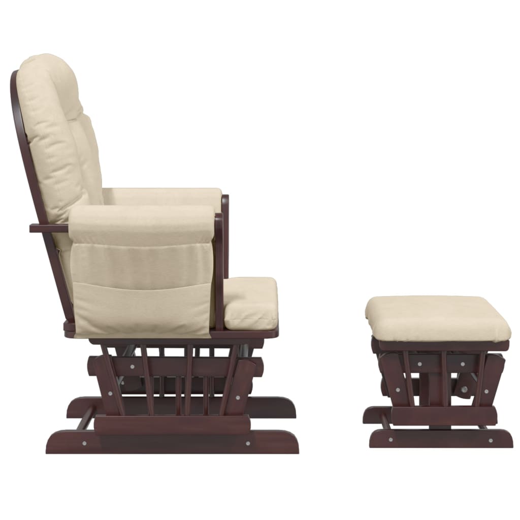 vidaXL šūpuļkrēsls ar kāju balstu, krēmbalts audums