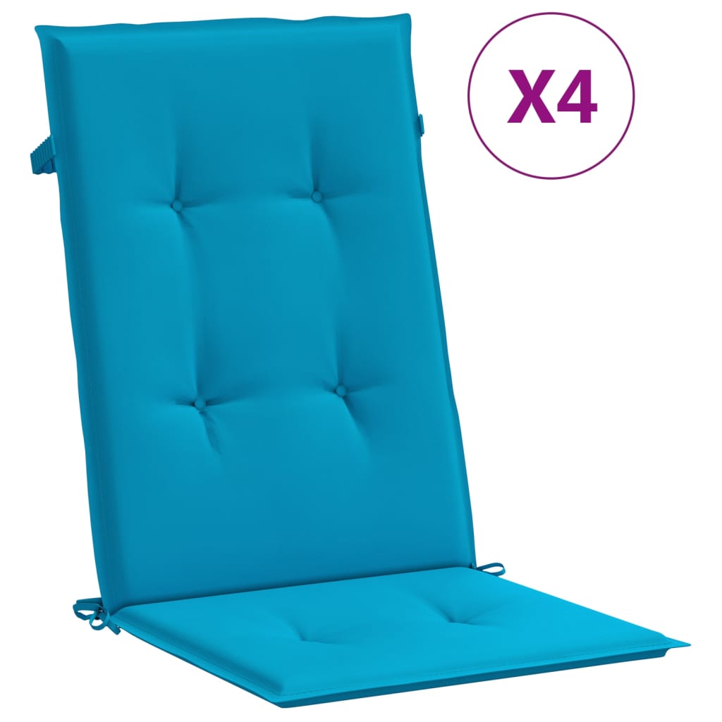 vidaXL dārza krēslu spilveni, 4 gab., zili, 120x50x3 cm, audums