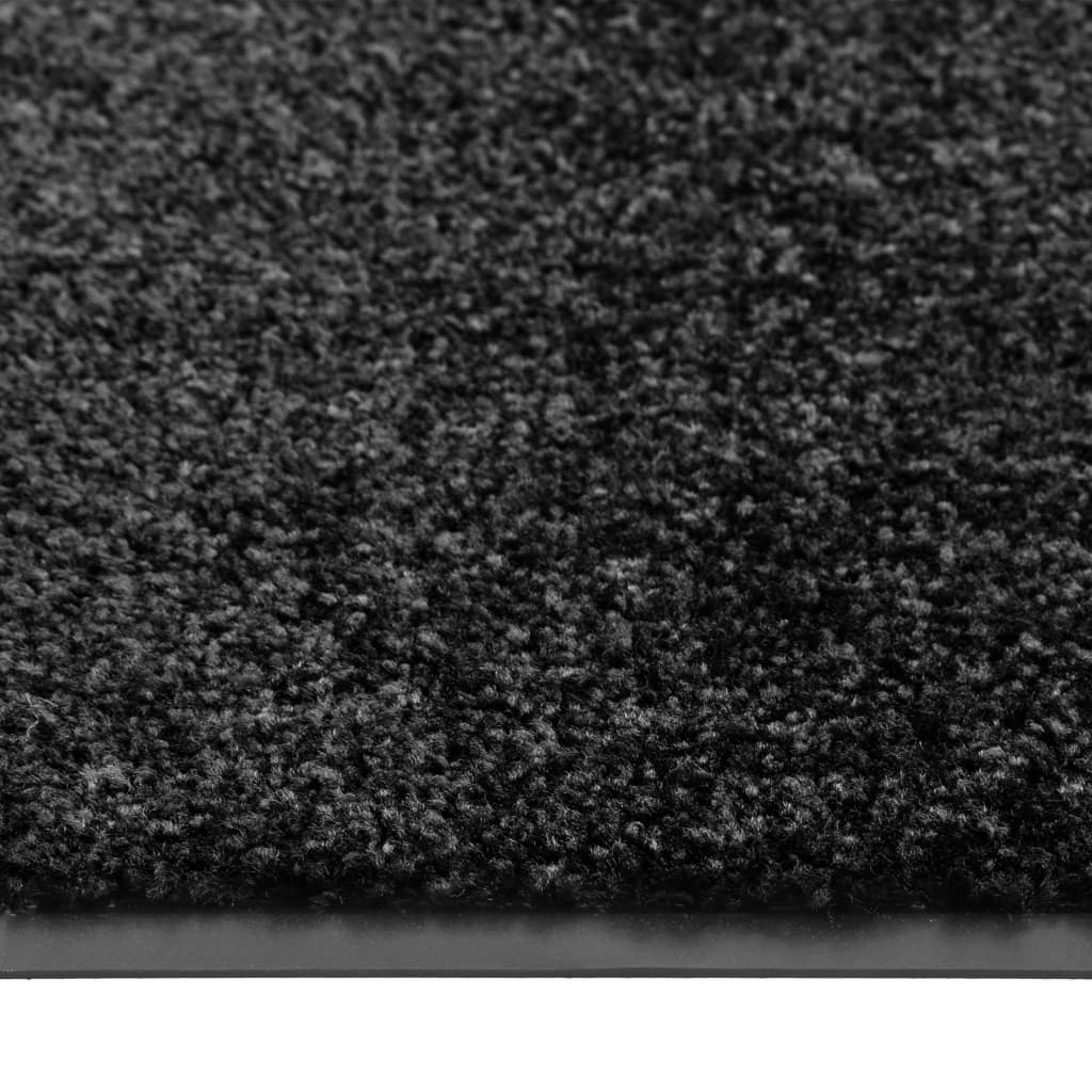 vidaXL durvju paklājs, mazgājams, melns, 90x120 cm