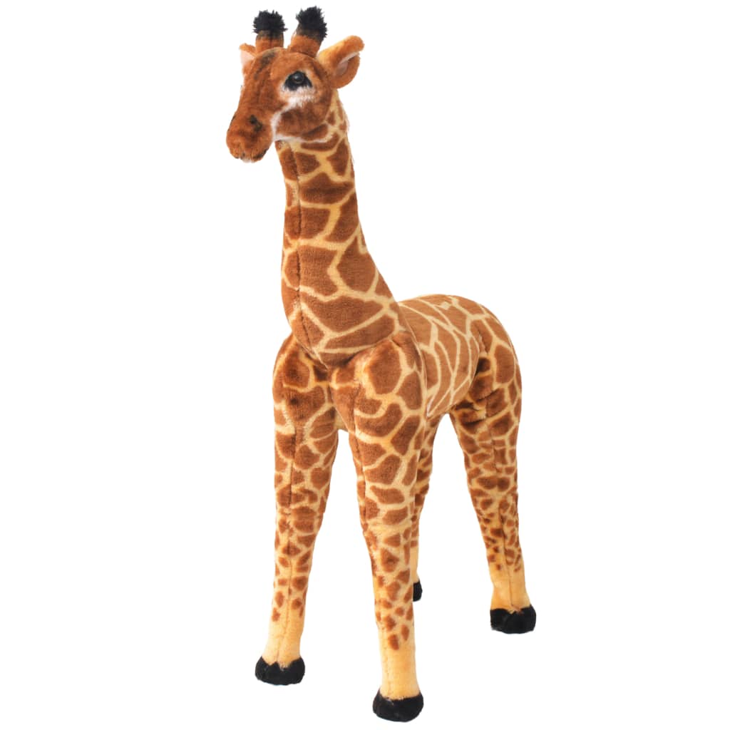 vidaXL rotaļu žirafe, XXL, plīšs, brūna ar dzeltenu