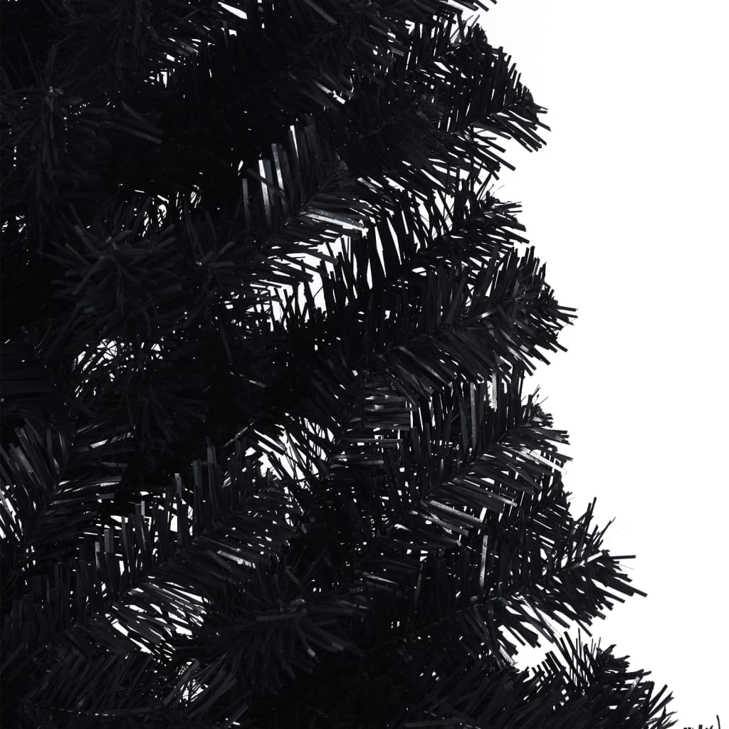 vidaXL mākslīgā Ziemassvētku egle ar statīvu, pusapaļa, 180 cm, melna