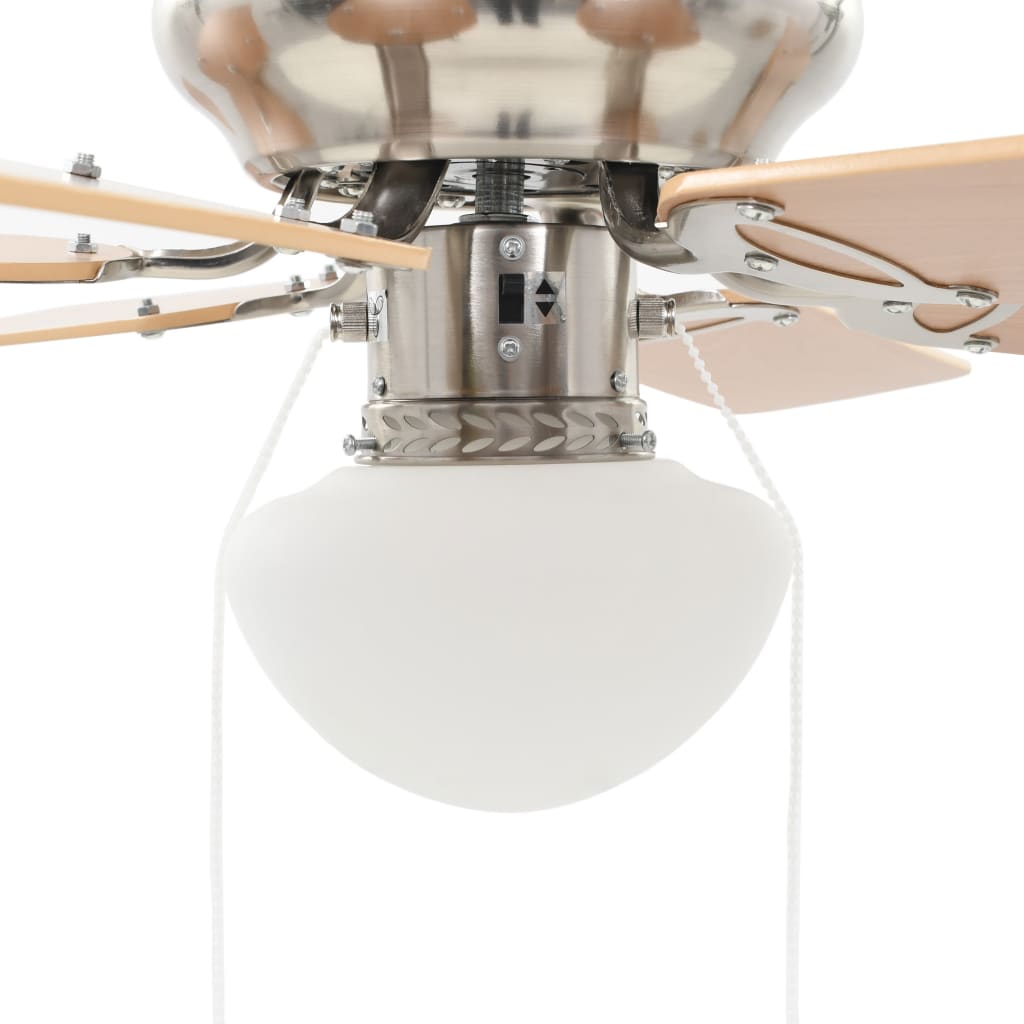 vidaXL griestu ventilators ar lampu, 82 cm, dekoratīvs, gaiši brūns