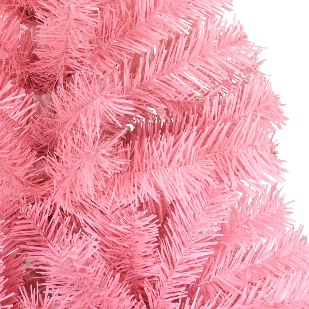 vidaXL mākslīgā Ziemassvētku egle ar statīvu, rozā, 150 cm, PVC