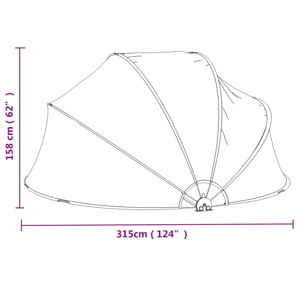 vidaXL baseina kupols, apaļš, 315x158 cm, PVC