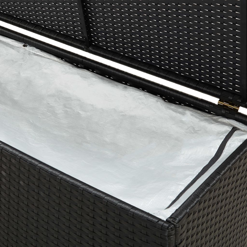 vidaXL dārza uzglabāšanas kaste, 200x50x60 cm, melna PE rotangpalma